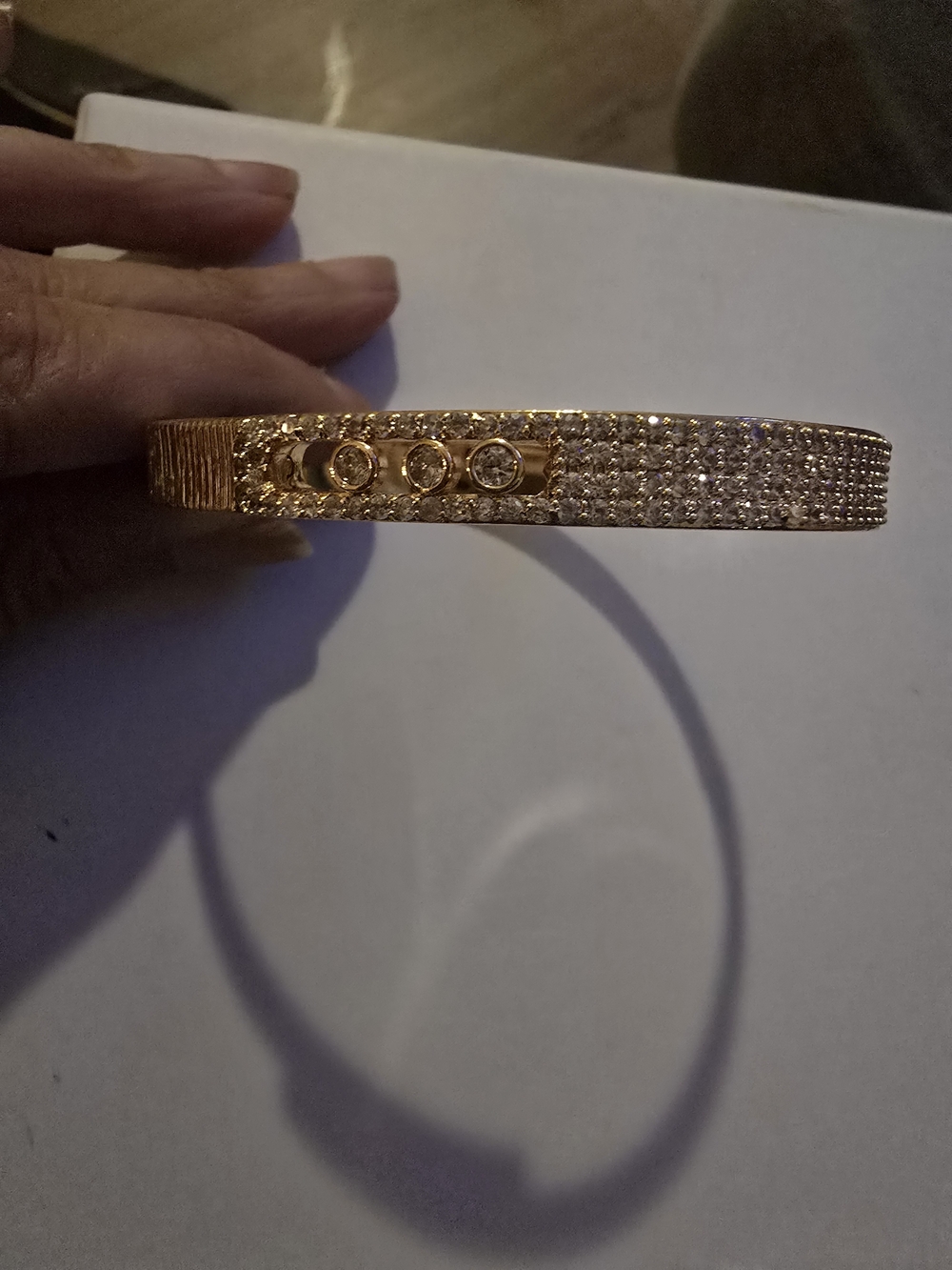 22kgp Dubai Messika Ste Jewelry Gold CZ Bracelet and Ring Set - Picture 7 of 16